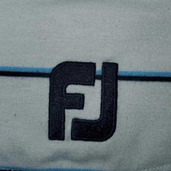 FootJoy FJ Golf Blue Striped Short Sleeve Polo Shirt Men's sz Large with Logo. - Picture 8 of 15